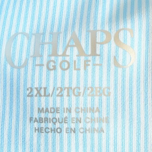 Chaps Golf Mens 4-Way Stretch Super Soft Printed Bright White Polo Shirt 2XL NWT - Picture 8 of 11